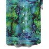 Men's Vacation Shirt Watercolor Floral Print Button Up Shirt - Vert XL