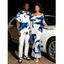 Vacation Couple Outfit Ink Painting Abstract Brush Print Foldover Off the Shoulder Mesh Bodycon Dress and Shirt Set - Bleu S | US 4