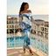 Vacation Dress Ocean Wave Fluid Art Print Foldover Mesh Off the Shoulder Boydcon Dress - Bleu XL | US 12