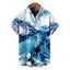 Men's Vacation Shirt Ocean Wave Fluid Art Print Button Up Shirt - Bleu XL