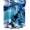 Men's Vacation Shirt Ocean Wave Fluid Art Print Button Up Shirt - Bleu XL