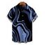 Men's Vacation Shirt Colorblock Swirl Marble Print Button Up Shirt - Bleu Marine 5XL