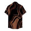 Men's Vacation Shirt Colorblock Swirl Marble Print Button Up Shirt - Brun 5XL