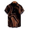 Men's Vacation Shirt Colorblock Swirl Marble Print Button Up Shirt - Brun 5XL