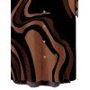 Men's Vacation Shirt Colorblock Swirl Marble Print Button Up Shirt - Brun 5XL