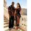 Vacation Couple Outfit Colorblock Swirl Marble Print Ruched One Shoulder Mermaid Bodycon Dress and Shirt Set - Bleu Marine S | US 4