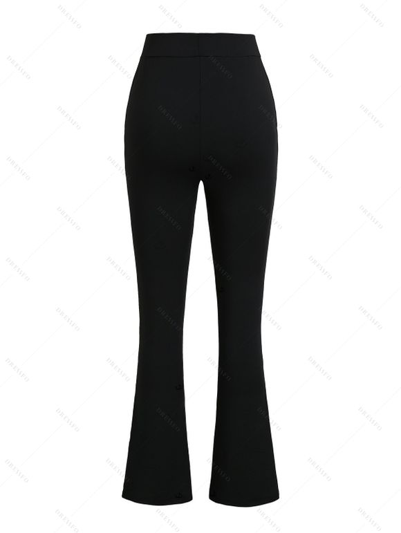 Casual Pants Rivet Solid Color High Waist Slit Flare Pants - Noir XXL | US 14
