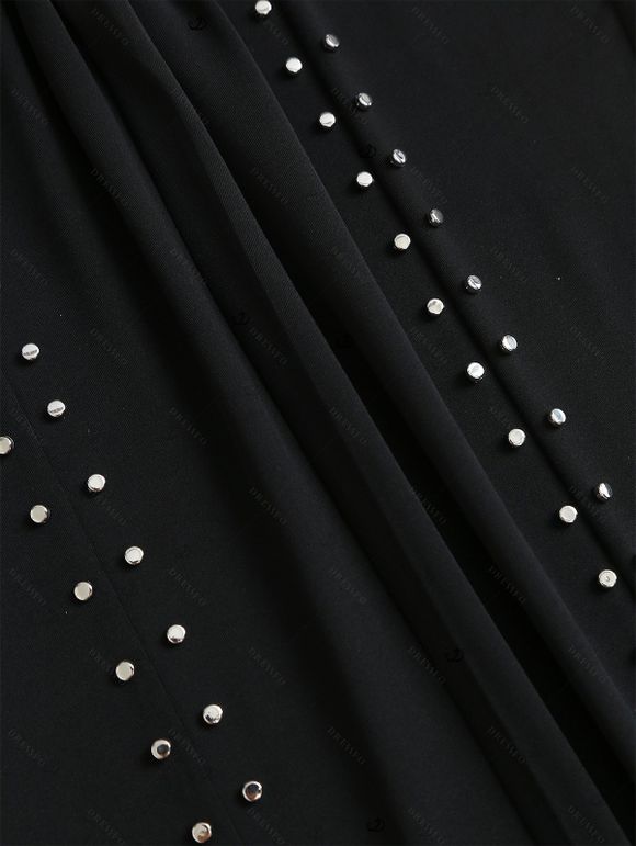 Casual Pants Rivet Solid Color High Waist Slit Flare Pants - Noir XXL | US 14