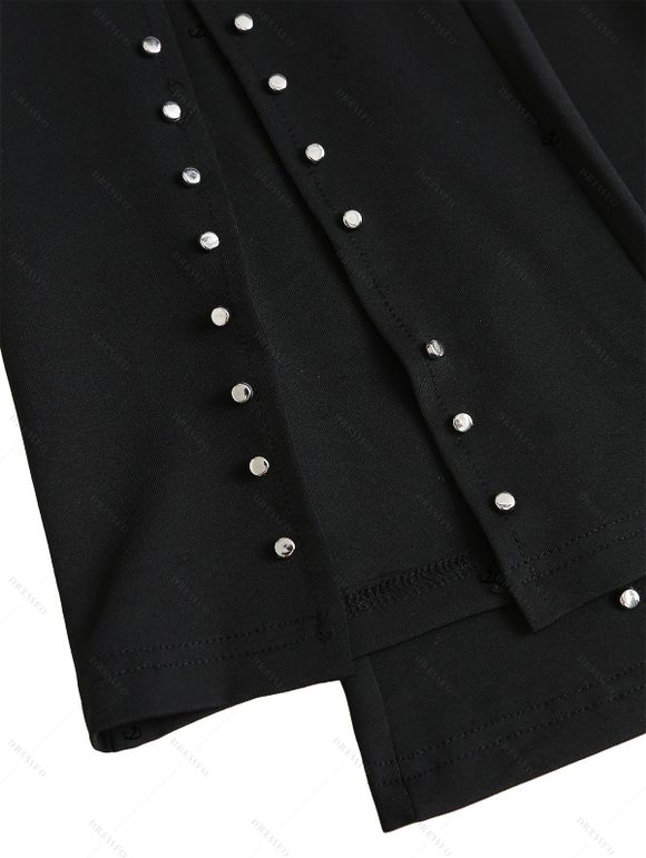 Casual Pants Rivet Solid Color High Waist Slit Flare Pants - Noir XXL | US 14