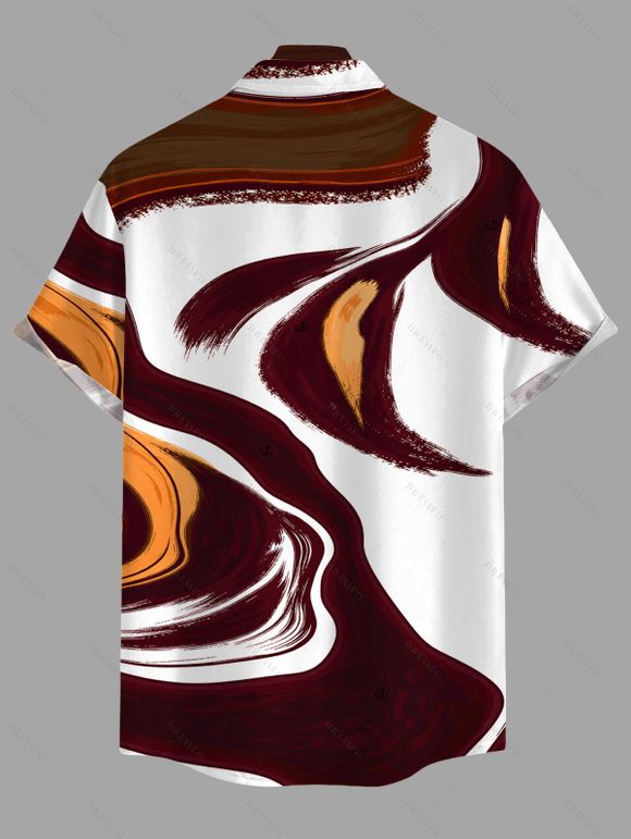 Men's Vacation Shirt Fluid Art Print Button Up Shirt - Brun 5XL