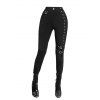 Gothic Women Outfit Cable Knit Faux Fur Open Front Cinched Back Coat and Grommet Buckle Lace Up Leggings Set - café lumière S | US 4
