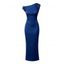 Elegant Dress Geometric Textured Solid Color Ruched Skew Neck Bodycon Maxi Dress - Bleu profond L | US 8-10