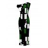 Vintage Dress Colorblock Geometric Print Skew Neck Mermaid Bodycon Maxi Dress - Vert M | US 6