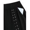 Casual Pants Rivet Solid Color High Waist Slit Flare Pants - Noir XXL | US 14
