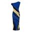 Vacation Dress Golden Abstract Line Print Skew Neck Mermaid Bodycon Maxi Dress - Bleu XXL | US 14