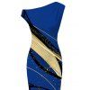 Vacation Dress Golden Abstract Line Print Skew Neck Mermaid Bodycon Maxi Dress - Bleu XXL | US 14