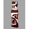 Vacation Women Outfit Fluid Art Print Tank Top High Slit Bodycon Skirt Two Piece Set - Brun XXL | US 14