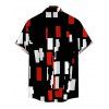 Men's Vintage Shirt Colorblock Geometric Print Button Up Shirt - Rouge Vineux 5XL