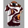Men's Vacation Shirt Fluid Art Print Button Up Shirt - Brun 5XL