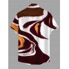 Men's Vacation Shirt Fluid Art Print Button Up Shirt - Brun 5XL