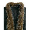 Vintage Sweater Coat Cable Knit Faux Fur Open Front Cinched Back Long Sleeve Coat - Vert profond ONE SIZE