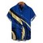 Men's Vacation Shirt Golden Abstract Line Print Button Up Shirt - Bleu 5XL