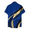 Men's Vacation Shirt Golden Abstract Line Print Button Up Shirt - Bleu 5XL