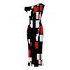 Vintage Couple Outfit Colorblock Geometric Print Skew Neck Mermaid Bodycon Maxi Dress and Shirt Set - Rouge Vineux S | US 4