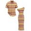 Vintage Ethnic Couple Outfit Colorblock Zig Zag Print Textured Skew Neck Mermaid Bodycon Dress and Shirt Set - multicolor S | US 4