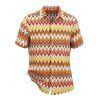 Vintage Ethnic Couple Outfit Colorblock Zig Zag Print Textured Skew Neck Mermaid Bodycon Dress and Shirt Set - multicolor S | US 4