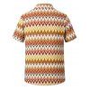 Vintage Ethnic Couple Outfit Colorblock Zig Zag Print Textured Skew Neck Mermaid Bodycon Dress and Shirt Set - multicolor S | US 4