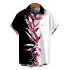 Men's Vacation Vintage Shirt Contract Color Tropical Plant Print Button Up Shirt - Noir 5XL