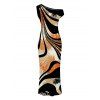 Vintage Dress Colorblock Abstract Ray Wave Stripe Print Skew Neck Mermaid Bodycon Maxi Dress - Noir XXL | US 14