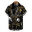 Men's Gothic Shirt Tarot Card Skull Print Button Up Shirt - Noir 5XL