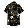 Men's Gothic Shirt Tarot Card Skull Print Button Up Shirt - Noir 5XL