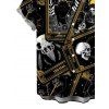 Men's Gothic Shirt Tarot Card Skull Print Button Up Shirt - Noir 5XL