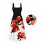 Vacation Dress Contrast Color Watercolor Floral Print Square Neck Tied Back Pocket A Line Dress - Noir XXL | US 14