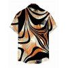 Men's Vintage Shirt Colorblock Abstract Ray Wave Stripe Print Button Up Shirt - Noir 5XL