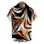 Men's Vintage Shirt Colorblock Abstract Ray Wave Stripe Print Button Up Shirt - Noir 5XL