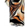 Men's Vintage Shirt Colorblock Abstract Ray Wave Stripe Print Button Up Shirt - Noir 5XL