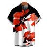 Men's Vacation Shirt Contrast Color Watercolor Floral Print Button Up Shirt - Noir 5XL