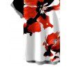 Men's Vacation Shirt Contrast Color Watercolor Floral Print Button Up Shirt - Noir 5XL