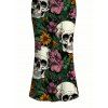 Gothic Dress Skulls Sunflower Roser Floral Print Spaghetti Strap Bodycon Dress - Noir XXL | US 14