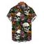 Men's Gothic Shirt Skulls Sunflower Roser Floral Print Button Up Shirt - Noir 5XL