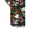 Men's Gothic Shirt Skulls Sunflower Roser Floral Print Button Up Shirt - Noir 5XL