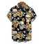 Men's Vintage Gothic Shirt Skulls Sunflower Leaf Print Button Up Vacation Shirt - Noir 5XL