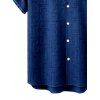 Men's Casual Shirt Geometric Textured Solid Color Button Up Shirt - Bleu profond 2XL