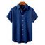 Men's Casual Shirt Geometric Textured Solid Color Button Up Shirt - Bleu profond 2XL