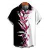 Vacation Vintage Couple Outfit Contract Color Tropical Plant Print Skew Neck Bodycon Maxi Dress and Shirt Set - Noir S | US 4