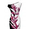 Vacation Vintage Couple Outfit Contract Color Tropical Plant Print Skew Neck Bodycon Maxi Dress and Shirt Set - Noir S | US 4
